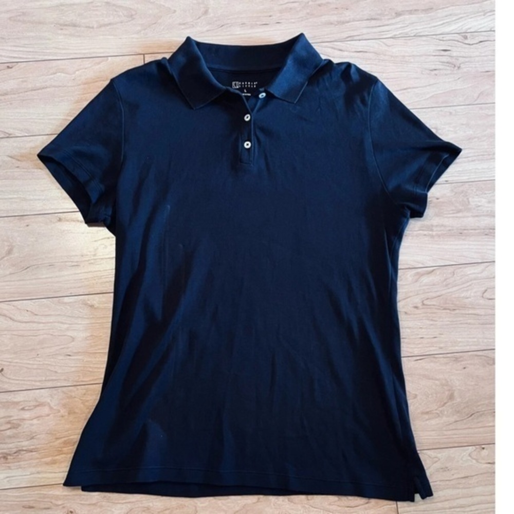 Carole Little Polo Short Sleeve Shirt Top Size Large Pima Cotton 26” Length